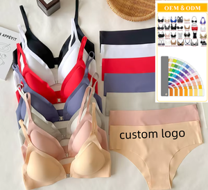 クロスボーダーロマンティックトライアングルアイスシルクシームレス跡なしフロントバックル下着パンティープッシュアップセクシーローカットプリントワイヤーフリー - Product Image 1