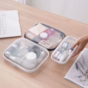 Transparent Waterproof Stackable Rectangular Cosmetic Storage Tray Zipper Closure Large Size for Desktop Jewelry <b>Lipstick</b> - Product Image 2