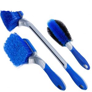 Brosse de nettoyage pour voiture avec logo personnalisé, manche long en plastique, poils souples, pour jantes, pneus et détails de carrosserie - Product Image 1