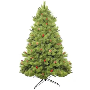 Siebenlöcher 6 Fuß PVC-Material Kiefernadel Großhandel günstiger kundenspezifischer künstlicher Weihnachtsbaum mit Metallständer für Dekoration
