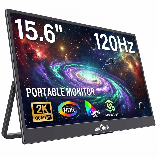 15.6 Inch Flat Portable IPS Monitor QHD 120Hz With 2 USB C HDMI for Laptop Mac Smartphone PS5 Switch
