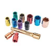 Jeu de douilles multicolores 12 pièces 1/2 pouce carré