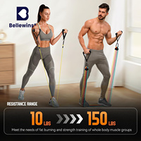 Bellewins Pilates Flexbands Entrenamiento Resistencia Ejercicio Bandas Set con Anclaje de Puerta Nuevo Estiramiento Entrenamiento Mango Cuerdas Tubos