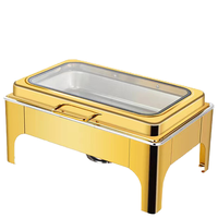Réchaud à buffet en acier inoxydable de luxe doré 201, 9 litres, matériel de restauration pour les fêtes, les banquets, les buffets de nourriture chaude