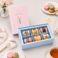 Individuell Bedruckte Starre Geschenkbox mit Deckel und Boden, 6-Fach-Einsatz für Macarons, Kekse, Muffins, Schokolade, Bäckerei-Verpackung