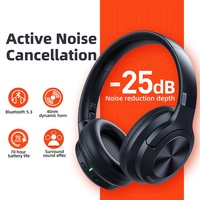 Headphone nirkabel E80 BT 5.3 Anc, Earphone penghilang kebisingan, Headset atas telinga Audio resolusi tinggi 70H 40mm driver 2,4g