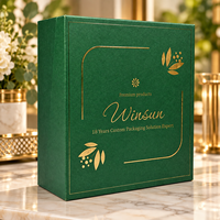 Boîte cadeau rigide de luxe personnalisée verte avec design en feuille d'or, emballage en papier de qualité supérieure pour bijoux, cosmétiques, cadeaux d'entreprise
