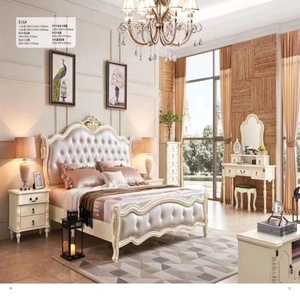 Set di Mobili per Camera da <span class=keywords><strong>Letto</strong></span> dal Design Moderno, <span class=keywords><strong>Letto</strong></span> <span class=keywords><strong>Matrimoniale</strong></span> Confortevole King o Queen Size, Arredamento Domestico in Legno Dorato con Testiera Completa - Product Image 5