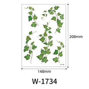 Autocollant de tatouage temporaire en forme de feuille, impression numérique, film PET, application sur bras, taille unique, imperméable, durable 1 à 3 semaines - Product Image 2
