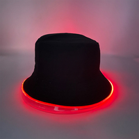 Sombrero de cubo de fiesta que brilla intensamente, gorra de pescador con luz LED, sombrero de neón luminoso para Bar Club, suministros para sombreros fluorescentes de baile para hombres y mujeres