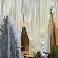 Rideaux de scène de mariage en soie de lait blanc pur à double couche avec cadre de support amovible pour utilisation en intérieur/extérieur
