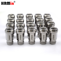 Écrou de roue HRmin en titane Gr.5, couleur argent, à extrémité ouverte rayée, avec siège conique flottant hexagonal de 17 mm, pour automobile, M12x1.25x45mm