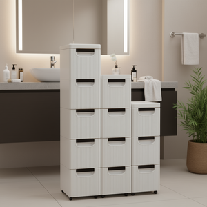 Gabinete de Almacenamiento Rodante Estrecho y Delgado de 5 Niveles, Organizador de Plástico para Baño y Dormitorio con Ruedas, Diseño Minimalista Desmontable - Product Image 2