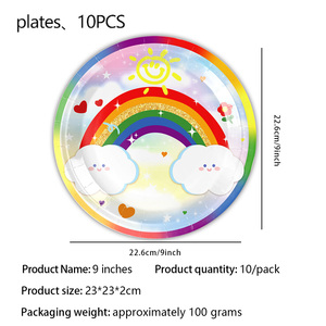 Rainbow Theme Party Supplies Einweg papier Geschirr Set Kinder geburtstag Valentinstag Tisch dekoration Banner Dinner - Product Image 6