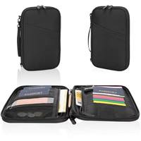 Portefeuille de passeport tendance en polyester imperméable avec fermeture éclair, porte-cartes et organisateur de billets, couleur unie, 18x12x3cm, modèle 2026