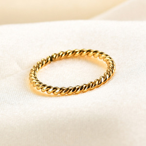 Twisted Stainless Steel <b>Ring</b> 2Mm Round Bead Geometric Design Unisex Jewelry Gift - Product Image 4