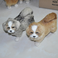 Figurine réaliste de chien Pekingais faite à la main, réplique d'animal de compagnie en peluche bionique, décoration pour la maison ou cadeau pour les amateurs de chiens