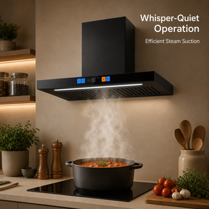 <span class=keywords><strong>Hotte</strong></span> <span class=keywords><strong>de</strong></span> cuisine murale électrique à aspiration latérale pour fumées à basse altitude, en verre noir incliné, design ergonomique - Product Image 2
