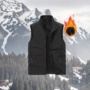 Veste sans manches softshell décontractée pour homme, imperméable, avec fermeture éclair, pour le camping et la randonnée, doublure polaire, idéale pour le travail en extérieur en hiver - Product Image 3