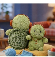 Peluche tortue personnalisée avec écouteurs, tortue verte douce, peluche animale, cadeau en peluche pour enfants, OEM ODM personnalisé, vente en gros