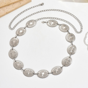 Vente en gros usine Nouvelle chaîne de corps pour femme en argent, ovale, géométrique, style palais, fine et sexy, à porter à la taille, accessoire polyvalent pour robe - Product Image 2