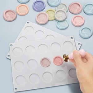 Molde de silicona con 15 agujeros redondos para sellar cera, herramienta de estampado DIY, color blanco, ecológico - Product Image 5