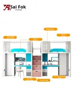 Lit superposé moderne personnalisable avec cadre métallique, gain de place, avec rangement, pour hôtel, appartement, dortoir - Écologique et durable