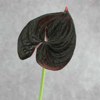 FL-354 meilleure qualité PU noir camée anthurium fleurs artificielles plantes vertes pour la maison décor de Table noël nouvel an