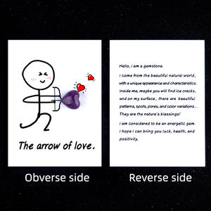 La flèche de l'amour série de cartes de guérison cristal naturel agate 15mm gravé carte d'amour en forme de coeur pour la Saint-Valentin - Product Image 6