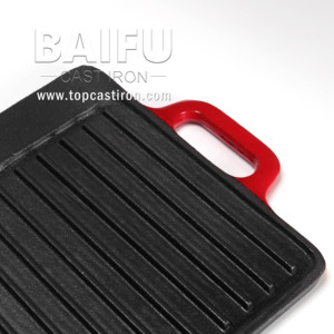Plaque de cuisson réversible rectangulaire en <span class=keywords><strong>fonte</strong></span> émaillée avec poignées - Product Image 3