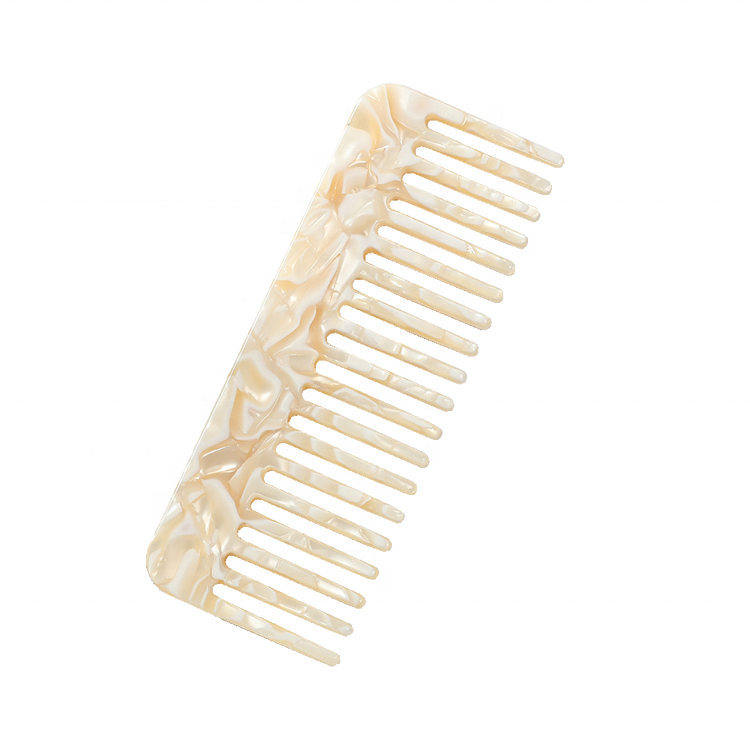 Custom Logo 4 mm Korean Women Girls Wide Tooth Hair Eco Cellulose Acetate BSCI Audited Factory Wholesale Hair Comb