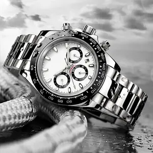 Nieuwste Stijl Vintage Luxe Chronograaf Relogio De Luxo Homens Mannen Horloge Waterdicht Custom Logo
