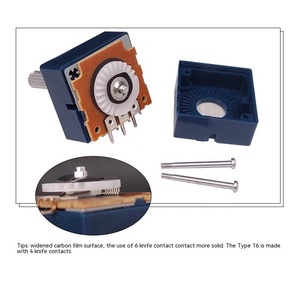 โพเทนชิโอมิเตอร์แบบหมุน RUIST Original <span class=keywords><strong>Alps</strong></span> Rk27 Serie สำหรับงานเสียง 100KA แบบสองหน่วย 6 ขา แบบมีร่อง ขนาด 25 มม. - Product Image 2