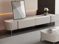 Ensemble de meubles TV en bois de style minimaliste moderne pour salon, rangement écologique, comptoir en ardoise brillant, corps de meuble laqué