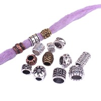 1 sac d'accessoires pour dreadlocks, perles à grand trou tressées style européen et américain, accessoires capillaires DIY, perles en alliage pour enfants