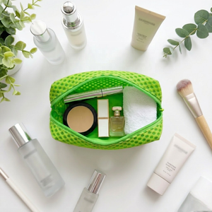 Bolsa de Maquillaje de Malla de Nido de Abeja Verde Neón Vibrante, Bolsa Cosmética de Red 3D Transpirable de Lujo para Mujer, Organizador de Artículos de Aseo para GWP - Product Image 5