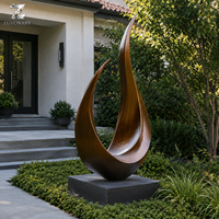 Grande sculpture abstraite en bronze en forme de flamme, art moderne en métal poli pour la décoration extérieure de jardins, hôtels, places publiques et paysages commerciaux