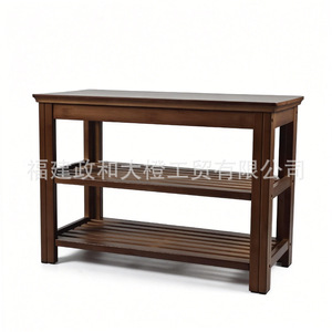 Solid Wood Shoe Bench 3 Tier Open <b>Storage</b> Shelf For Shoes Bags Entryway <b>Stool</b> Modern Minimalist Design Home Use - Product Image 4