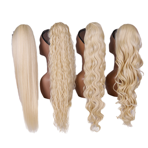 Hermosa Cola de Caballo con Ondas de Agua, Extensiones de Cabello Suave para Mujer, de Fibra de Alta Temperatura, con Clips Esponjosos - Product Image 3