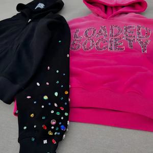 Custom Heavyweight 500 Gsm 100% Cotton <b>Black</b> Rhinestone Distressed Vintage Oversized 3D Embroidery Spring Men's <b>Fleece</b> Applique - Product Image 3