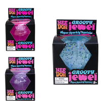 NeeDoh Groovy Jewel Super Sparkly Squish Toy Transparent Glitter Diamond Gem Stress Squeeze Ball Fidget Anxiety Relief Sports