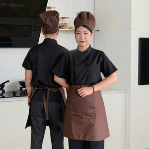 OEM Custom Chef Jacket Short Sleeve White <b>Black</b> <b>Edge</b> Stain Resistant Durable Kitchen Hotel Catering Staff Uniform Manufacturer - Product Image 4