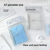 Planwith Carnet Transparent Tri-Pliant Haute Esthétique Style Instagram Portable A7 à Feuillets Mobiles Agenda/Journal/Carnet de Notes Cadeau