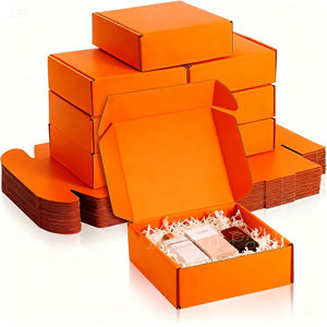 Caja de <span class=keywords><strong>correo</strong></span> corrugada naranja personalizada, diseño circular para productos de belleza, envío de materiales reciclados, forro de esponja en relieve - Product Image 1