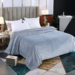 Casa cama flanela coral veludo quente cor sólida cochilo cobertor cobertor