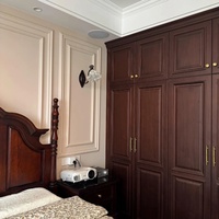 Armoire de chambre autoportante Senger en bois massif américain, style antique, avec poignées dorées à fermeture douce, grande capacité, idéale pour appartement et hôtel