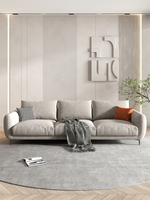 Sofá de Cuero de Estilo Mid-Century de 3 Plazas con Cojines y Almohadas de Apoyo para Sala de Estar