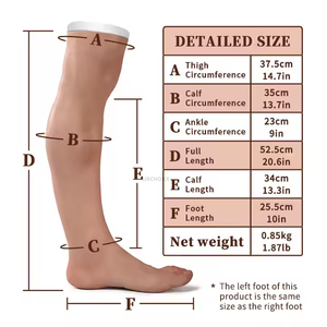 Faux couvre-jambes en silicone artificiel 52.5cm Faux pied Prothèse pour couverture Cicatrices Halloween Party Cosplayer - Product Image 4