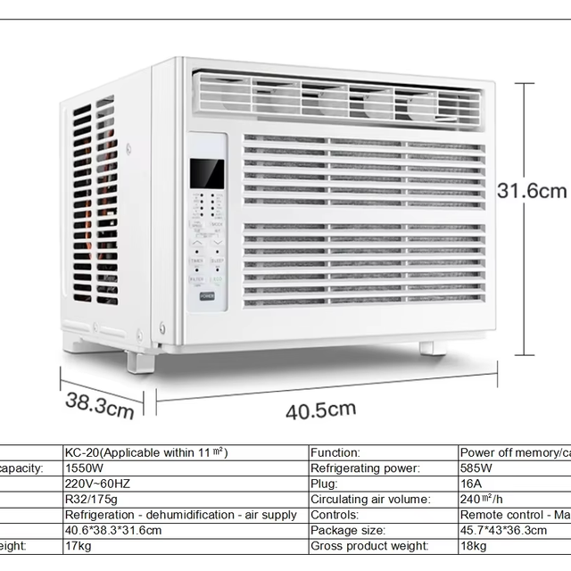 Hot Sale 12,000 BTU 220V50-60HZ Window Type Air Conditioner with Remote