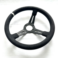 Volant de course Deluxon pour rallye, 14 pouces, profondeur 35 mm, premium, avec bande blanche, 3 branches, en Alcantara, facile à utiliser